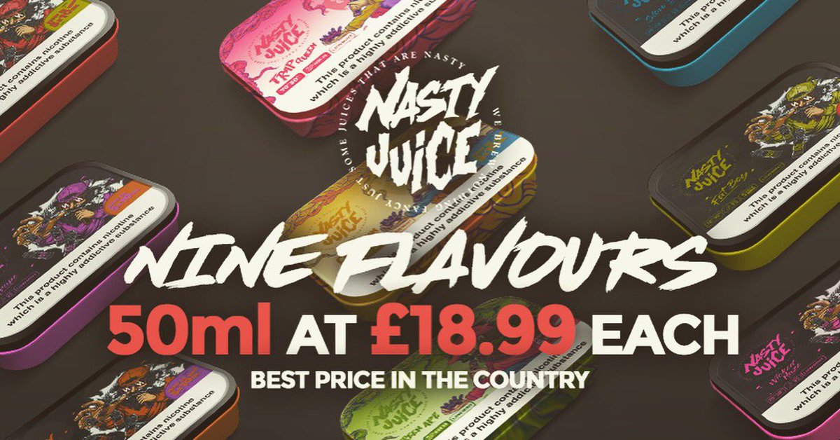 noblevaping's tweet photo. Nasty Juice the cheapest in the UK #noblevaping #nastyjuice #vapedeals #Vapenation #VapeOn #eliquid #vape https://t.co/fMc8geKrcQ