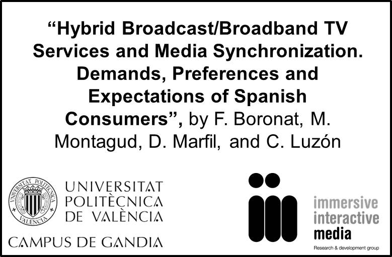 Paper accepted in IEEE Transactions on Broadcasting Journal!#ImmersiveTV #SocialTV #HbbTV #MediaSync #QoE #UPVGandiaCiencia #KeepPushing