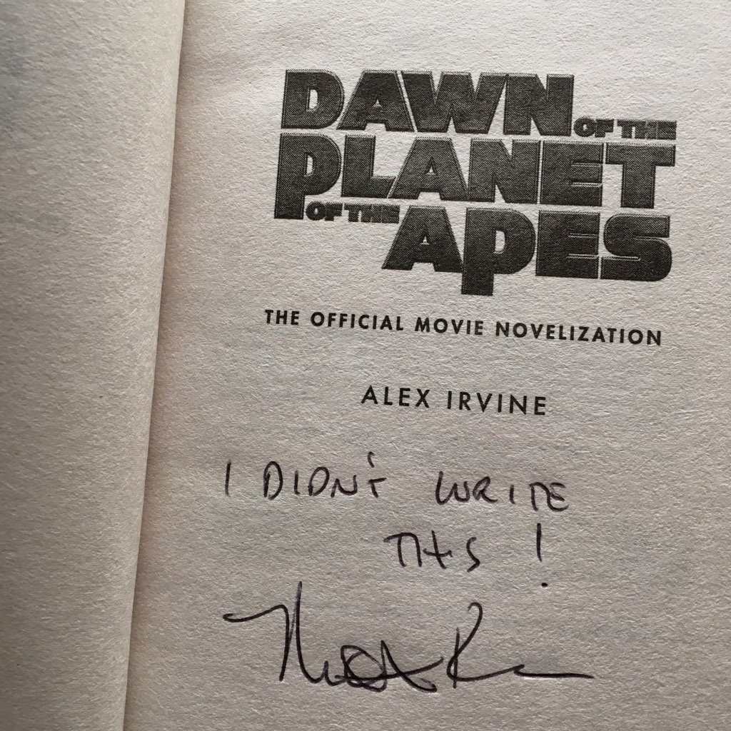 FlexibleHead's tweet photo. I went to meet @mattreevesLA earlier this year, armed with the novelization of Dawn of the Apes... https://t.co/NHALFJfLeI