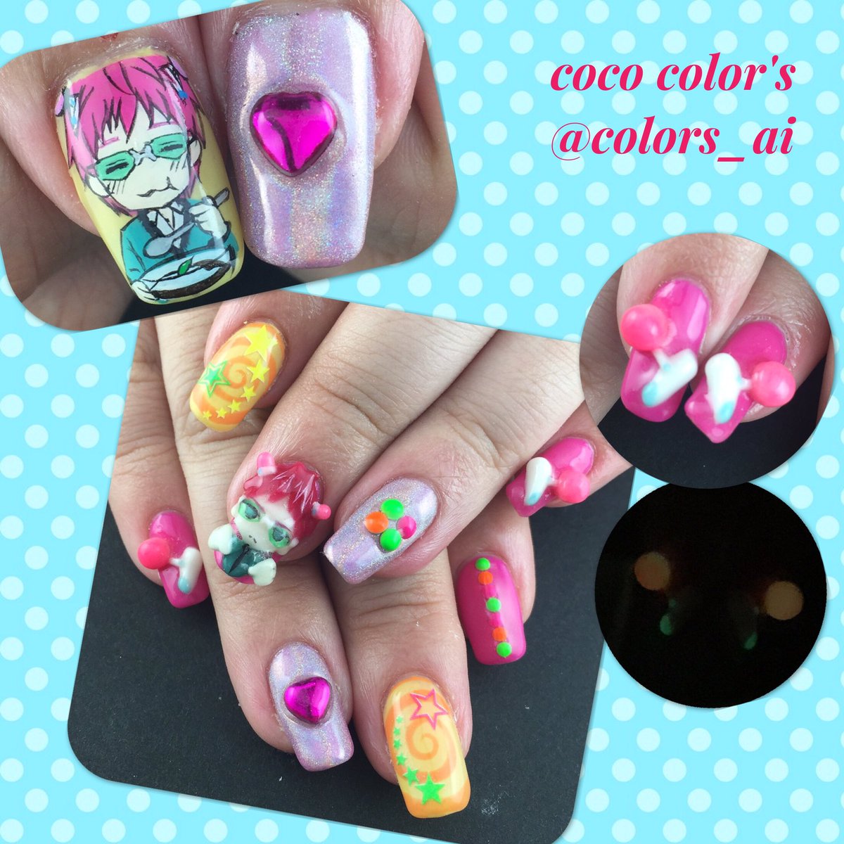 お客様オーダー、斉木楠雄のΨ難 痛ネイル。イベントに向けて！デザイン