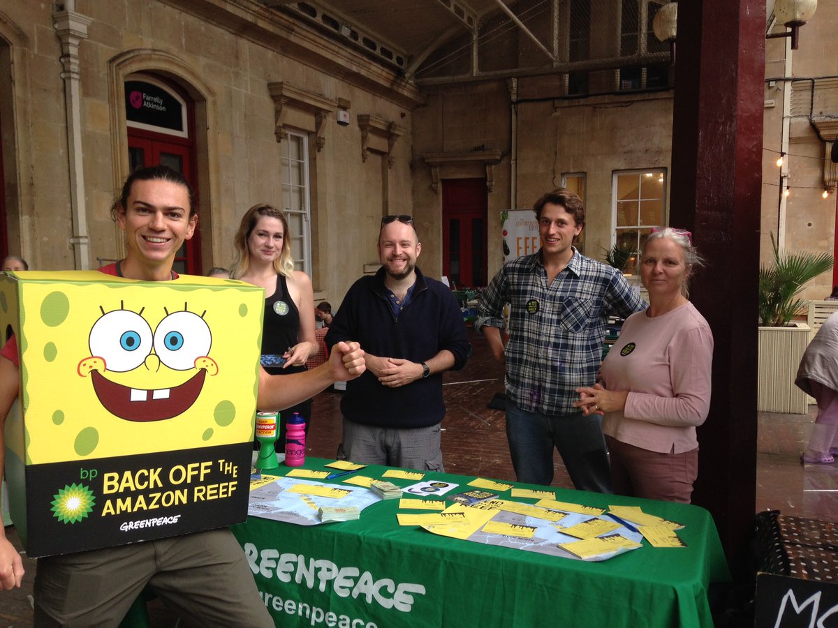 GreenpeaceBath's tweet photo. Come and see us today @bathmarket and tell @BP_plc to stay clear of the Amazon Reef!! #saveoursponge https://t.co/dJPWPiliOE