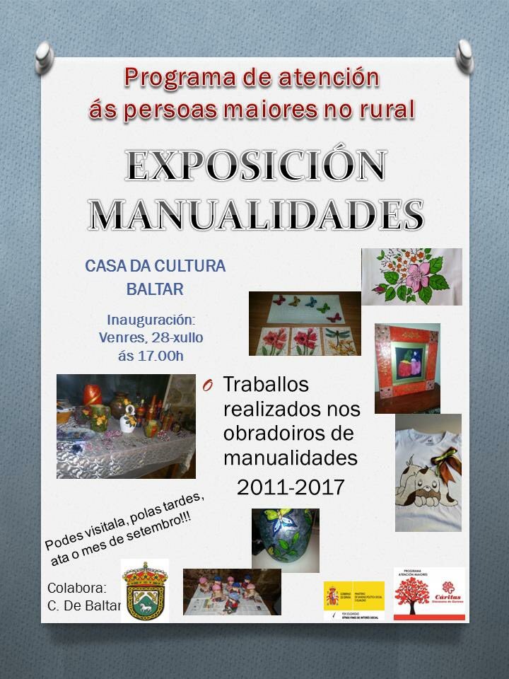 CaritasOurense's tweet photo. Exposición de las manualidades del programa de mayores en el #rural #EnvejecimientoActivo #Ourense #Randin #Baltar #Muiños https://t.co/prWlKklYnI