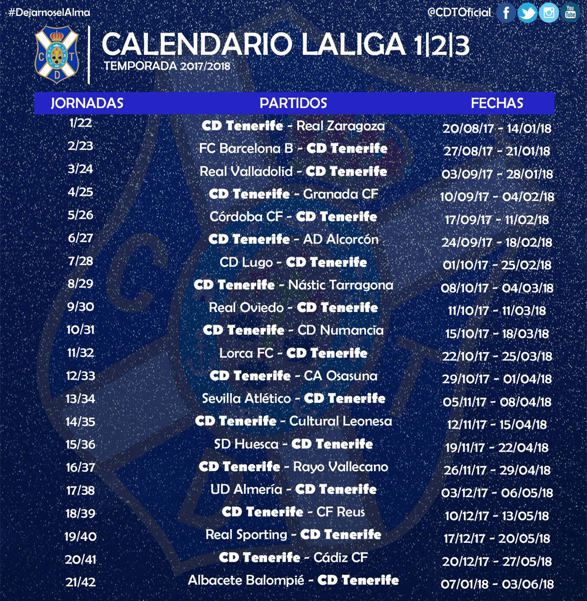 Calendario club deportivo tenerife 23-24