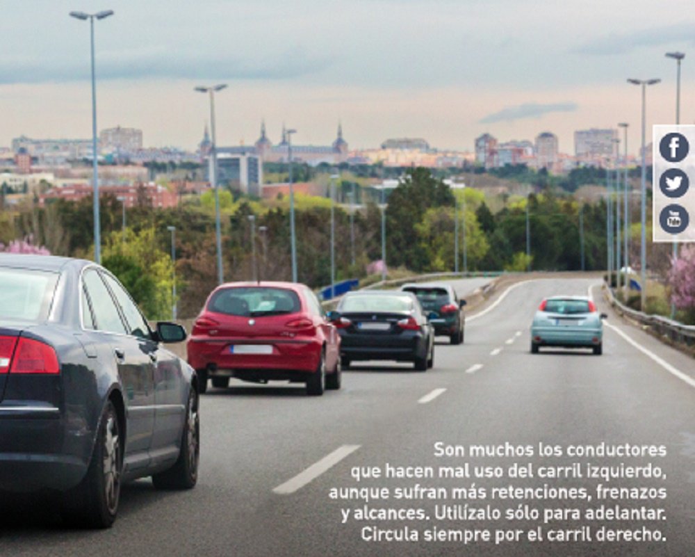Vamos a repetirlo.
El carril derecho es...para circular 👏👏👏
El izquierdo solo...para adelantar👍👍👍
¿Tan difícil es?