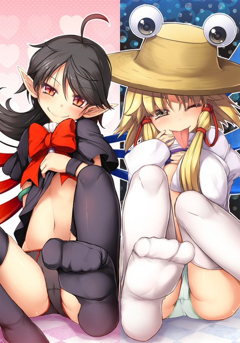 夏コミ新刊の表紙ができました!
『白黒ニーソ教』
ぬえと諏訪子(オマケで日焼けしたチルノも)のR-18フルカラー本になります。
金曜日 東ロ-19b 「あばらんち」で配布予定です 