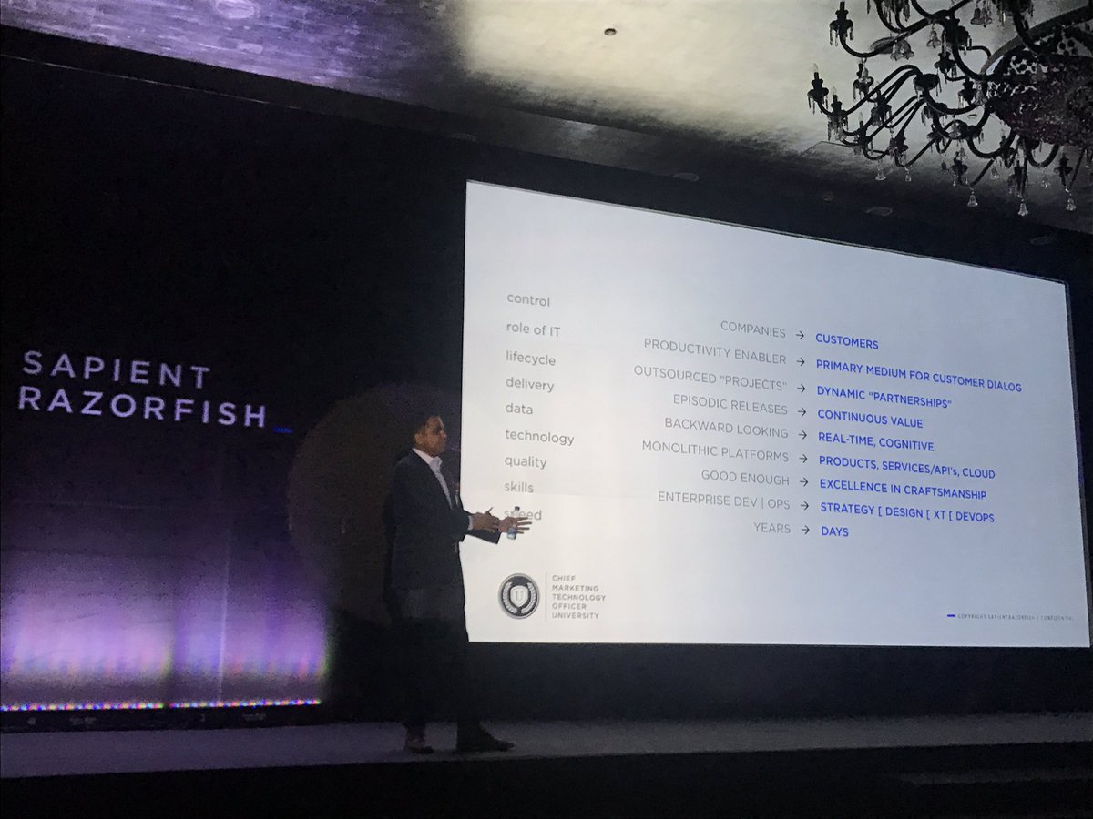 agrohs's tweet photo. @SR_'s @sheldon_tm "sending the elevator back down" to close out this year's #CMTOu #WhatNextIsNow conference in @SapientIndia https://t.co/VPmsm38Bes