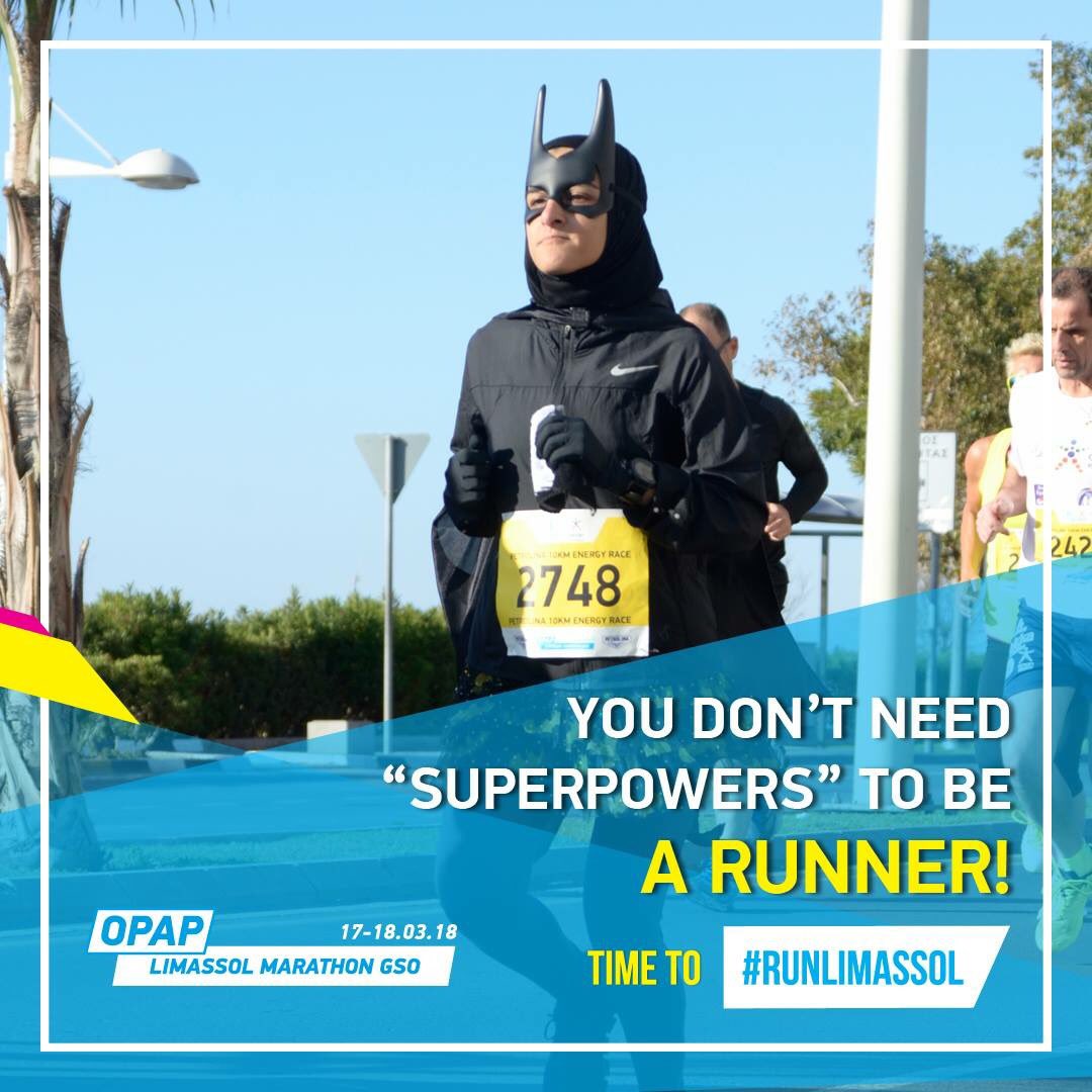You don't need special talents to beat the distance. 

Experience #runlimassol and book your special package now at limassolmarathon.com/packages.php