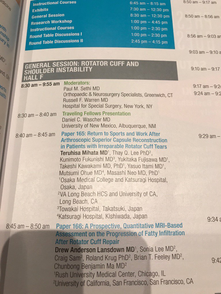 ChrisAndersonMD's tweet photo. Mihata showed good outcomes after superior capsular reconstruction. #AOSSM2017 #shoulder #sportsmed @tennessee_ortho https://t.co/kRhHwg15n7