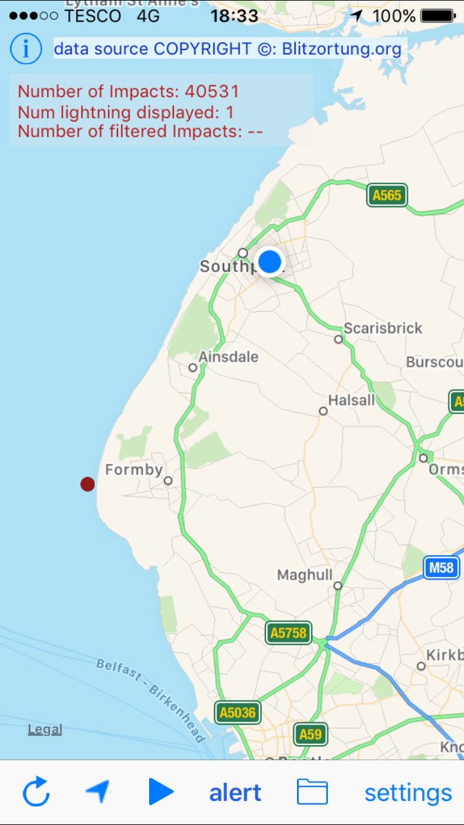 Lightning currently in Formby. Won't be long till it gets to <a href="/RoyalBirkdale_/">Royal Birkdale Old Profile</a> <a href="/TheOpen/">The Open</a> 

Hopefully don't have to clear the course again