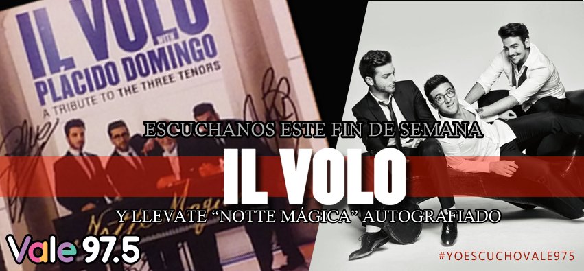 Vale975's tweet photo. ¡En minutos ganá el CD AUTOGRAFIADO de @ilvolo !
No te despegues de @Vale975 
#YoEscuchoVale975 https://t.co/2GCgsLONH9