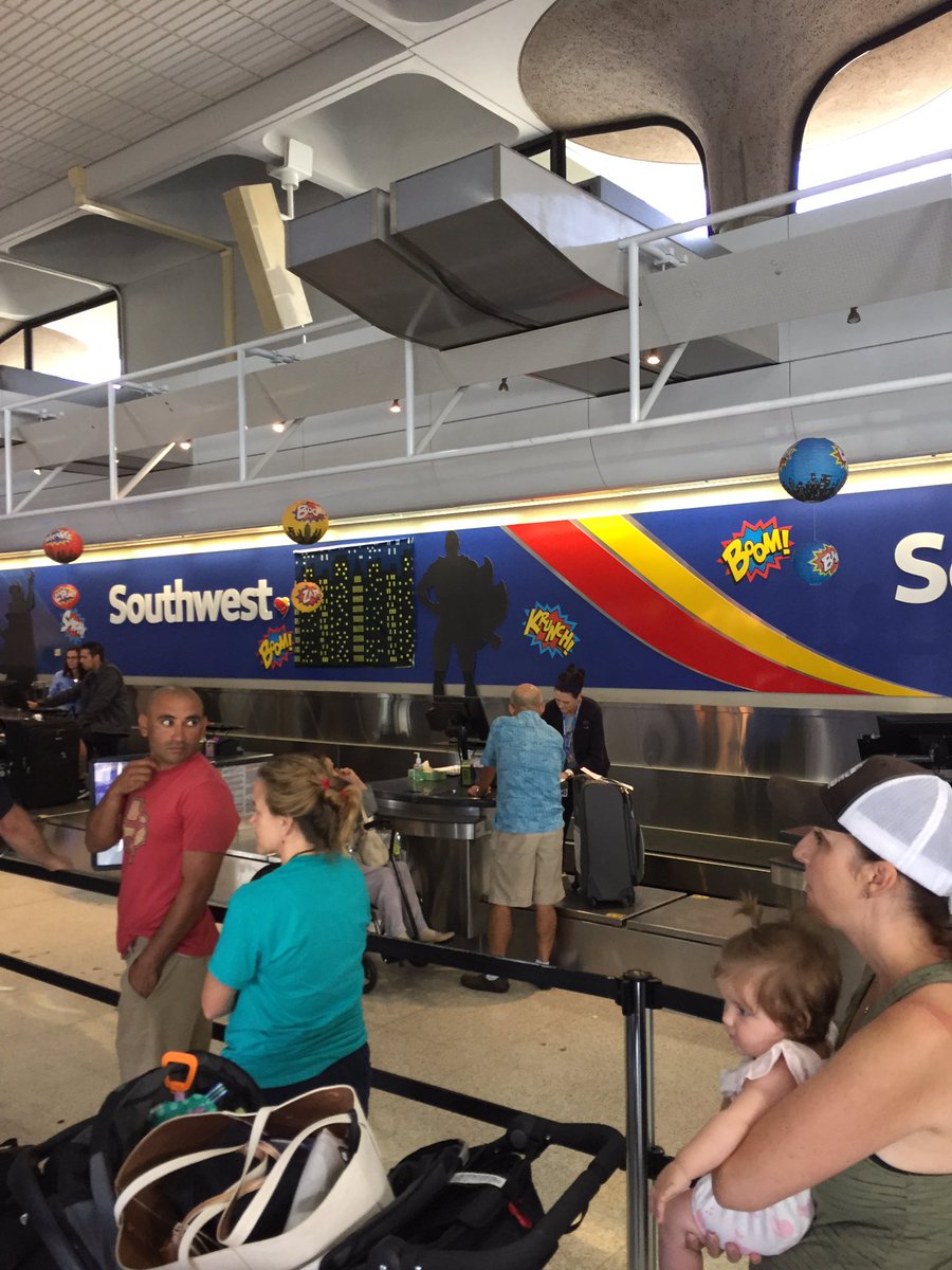 iBrianWeaver's tweet photo. @SanDiegoAirport @SouthwestAir - We need to add a lap baby to our ticket and you have 1 PERSON WORKING?!?! https://t.co/9Ga5MbXrvJ