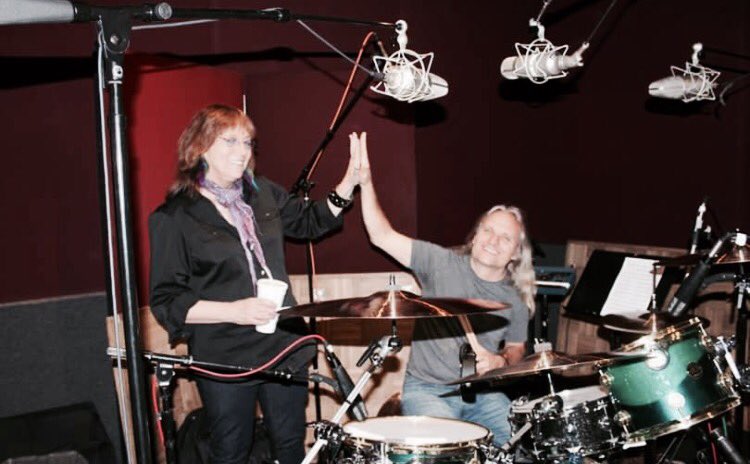 TheJaneyStreet's tweet photo. Drummer Matt Lang&amp;me at my tracking session for first Blue Elan record "My Side Of Paradise" 2 years ago. Matt rocks! We were having a blast https://t.co/UDMDgOfpen