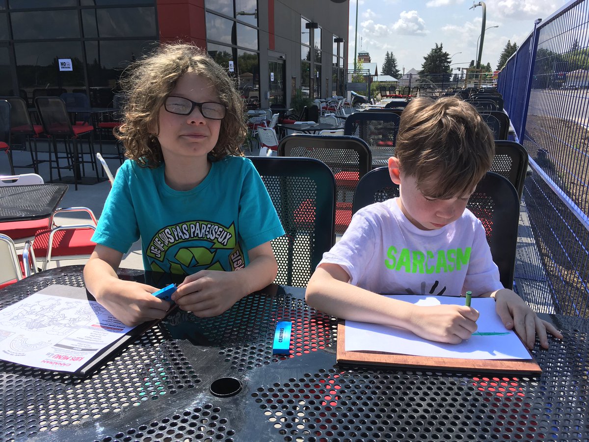HidlebaughErin's tweet photo. Date with the cutest men in my life. Enjoying the sun @TheCDNBrewhouse #sunny #citymoosejaw #mommasboys #breakfastonthedeck #yummy https://t.co/WsLMSDAzx7
