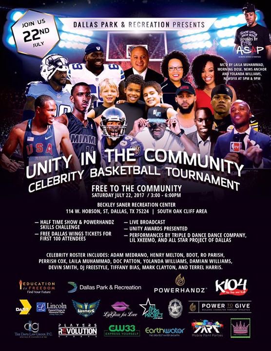 DallasParkRec's tweet photo. Unity in the Community Celebrity Basketball Game, TODAY, 3pm at Beckley Saner Rec Center. Entertainment-Food-Basketball - Need we say more? https://t.co/Sfn7ZLnuWz