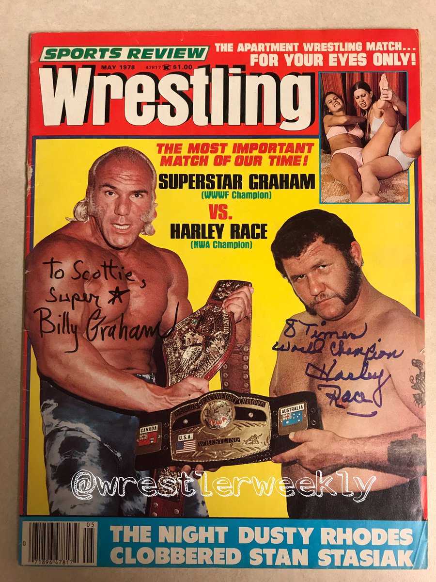 wrestlerweekly's tweet photo. WRESTLER WEEKLY PRESENTS some Favorite items for #wwShowOffSaturday SUPERBOWL OF WRESTLING January 25 1978 SIGNED PROGRAM/MAGS Race v Graham https://t.co/DbBT4X5qQM