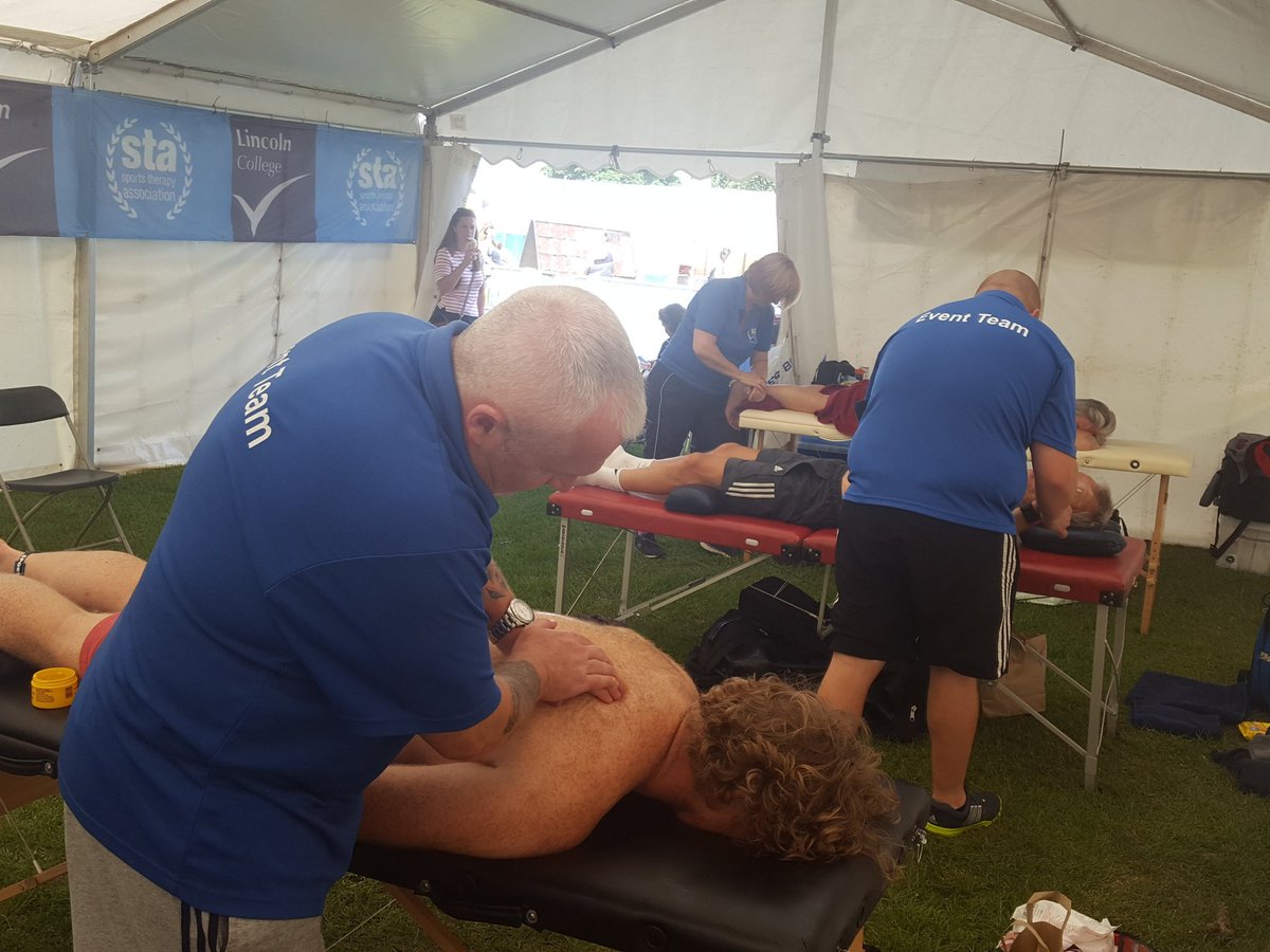 samdavismassage's tweet photo. Still going strong here in the massage tent, only Β£10! Come & see us after race reg π @UK_STA @OSBevents @OutlawTriathlon #preeventmassage https://t.co/R2uvnyIOYm