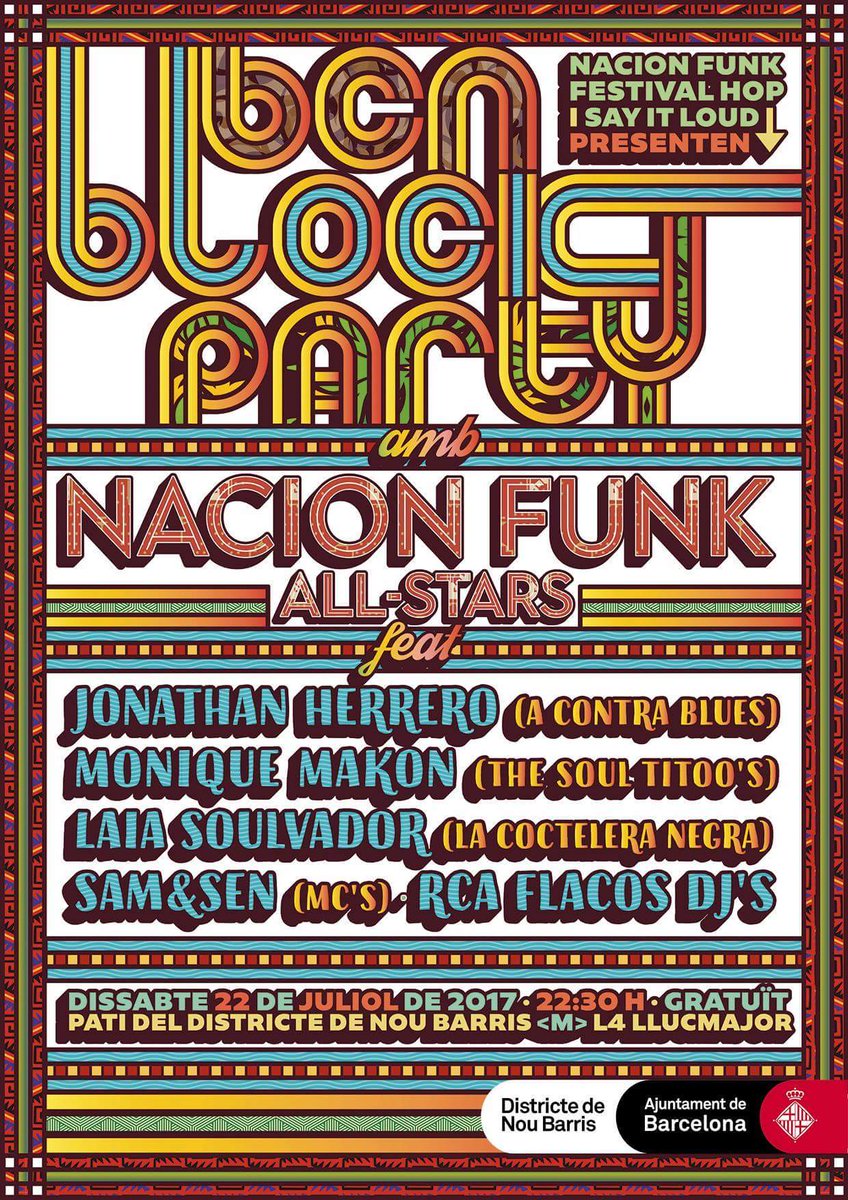 nacionfunk's tweet photo. Ens veiem aquesta nit a #9barris , recordeu FUNK+RAP+BREAK+DJ= #BCNBlockParty #NaciónFunkAllStars @Festival_HOP @SayitLoudBcn @nacionfunk https://t.co/i5IEBnoKip