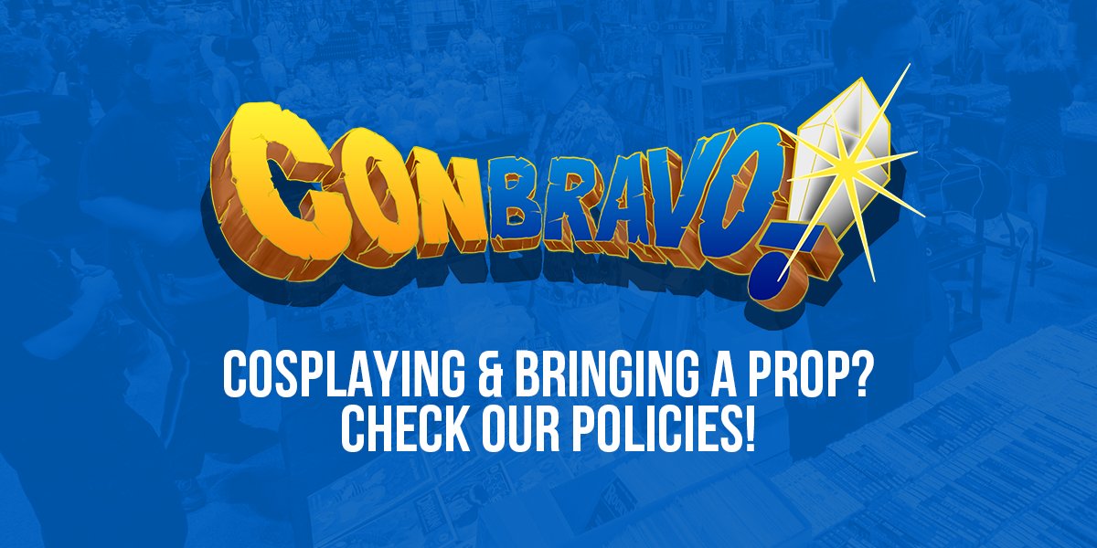 TweetBravo's tweet photo. Bringing a prop to ConBravo!? Make sure you review our policies: https://t.co/S3xThfFXV9 #ConBravo #Cosplay #WeaponsCheck https://t.co/mMZ7MzkMm3