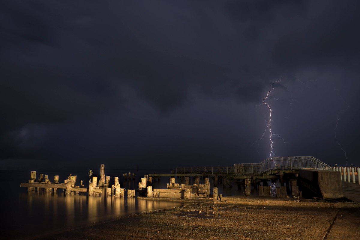 A few #lightning strikes this morning over #LakePontchartrain from the mouth of the Tchefuncte River