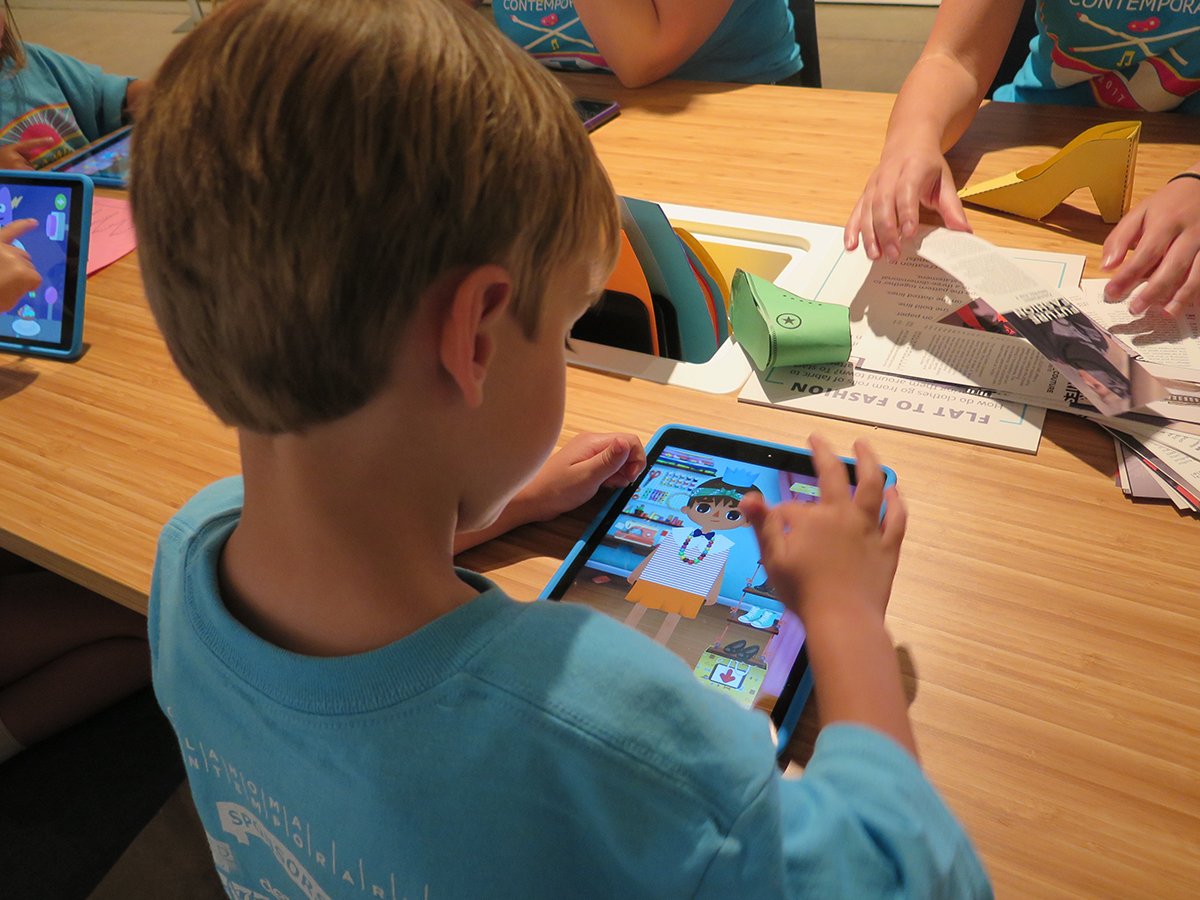 OKContemporary's tweet photo. Lounge in the smart home as the kids play with code in @Google's Learning Gallery. And it, along with #CodedCouture, is free! Here till 5. https://t.co/19e2EnRnE3