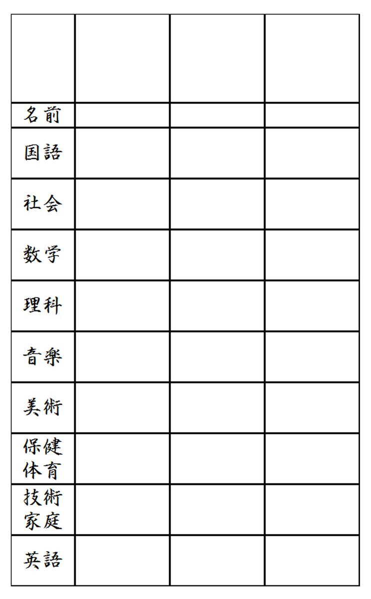 初級通知表テンプレート