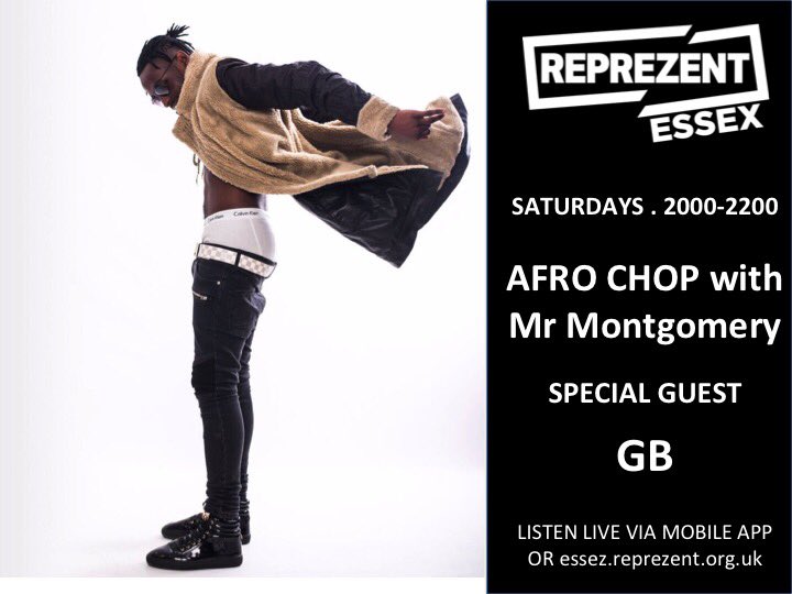 mrmontgomery_'s tweet image. Me x @DaRealGB_ go live! On the #Afrochop show! 

8-10PM Tonight
Essex.reprezent.org.uk @ReprezentEssex 💥💥