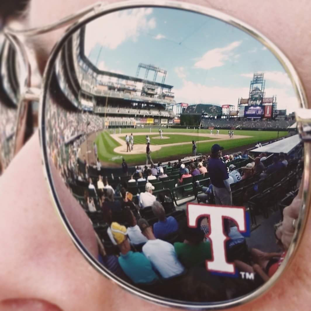RangersBlonde's tweet photo. #RangersFlashback to 2015 with @_mywitsend watching @Rangers vs. Rockies at #CoorsField on our annual #RangersRoadTrip. https://t.co/SxEkaVtGxz