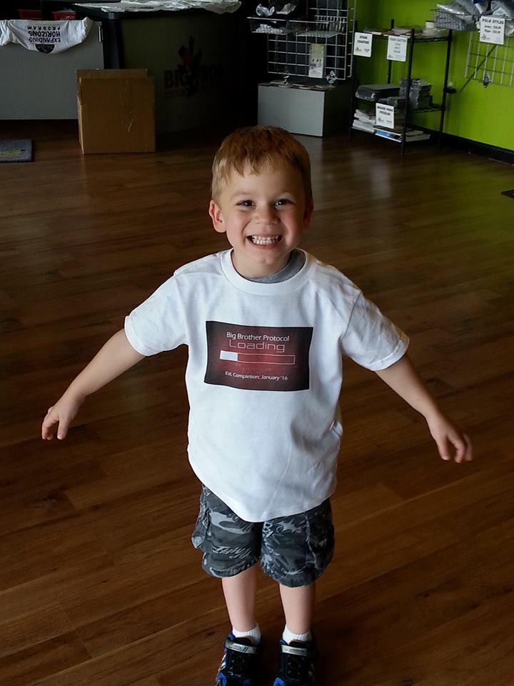BigFrogCumming's tweet photo. Big Frog Custom T-Shirts &amp; More.  Helping older siblings welcome younger siblings in Forsyth County since 2009. :) #toocute #customtshirt https://t.co/WAtT3P8YIv