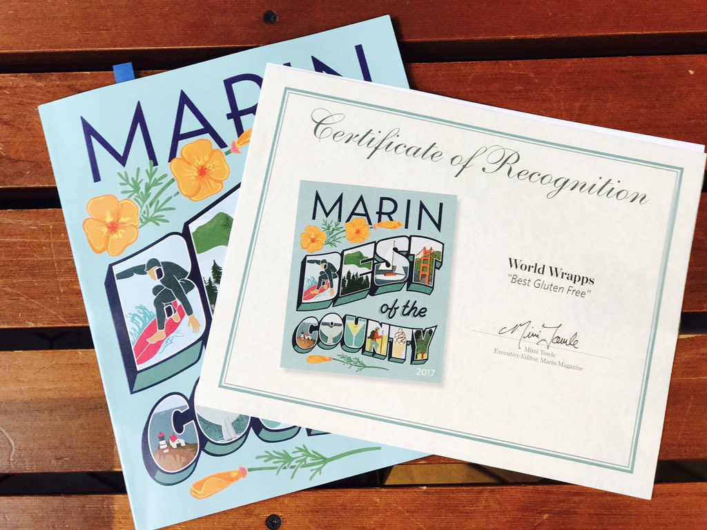 Marin Magazine, Best of the County recognized for our extensive gluten free options. #glutenfree #marincounty #bayarea #healthyeats #yum
