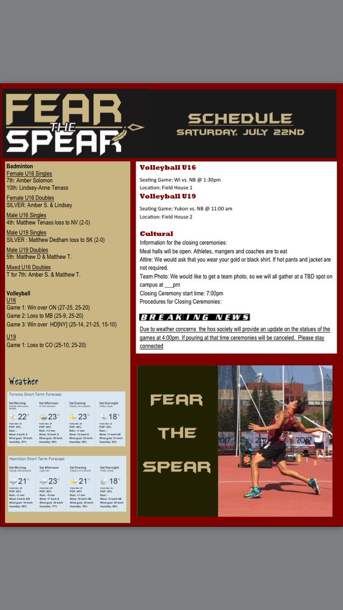 The Saturday July 22 Newletter #fearthespear #allone #team88