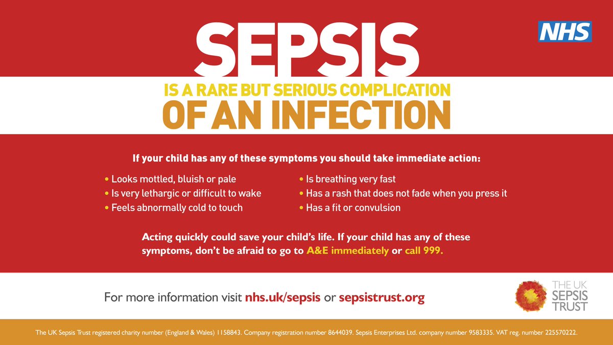 YorksAmbulance's tweet photo. Sepsis is a time sensitive condition. Knowing the #SignsOfSepsis can save lives. https://t.co/7Z8UBmOchM