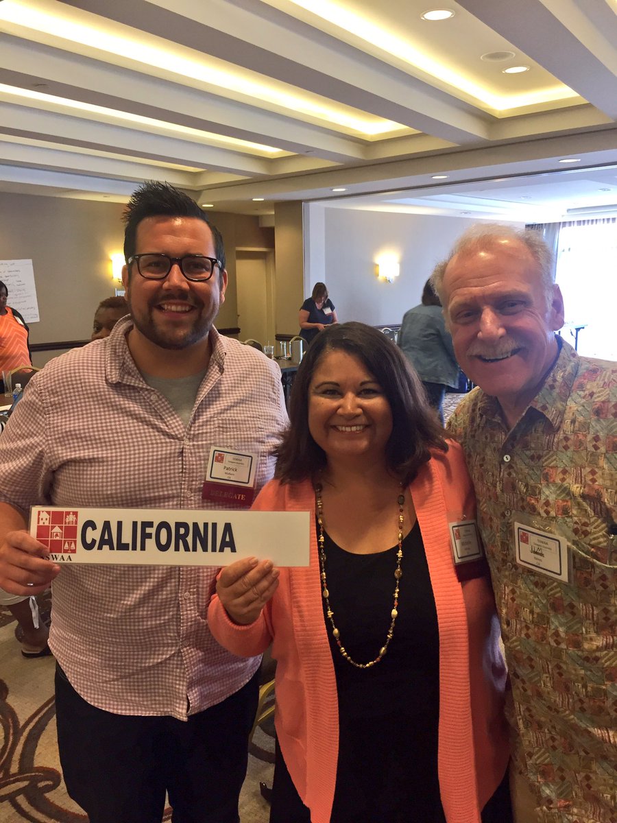 CA_SSW's tweet photo. Past CASSW President Michelle and PPSC Liaison Patrick with Jim, the President of SSWAA and fellow Californian @TheSSWAA https://t.co/qCj9Us20GO