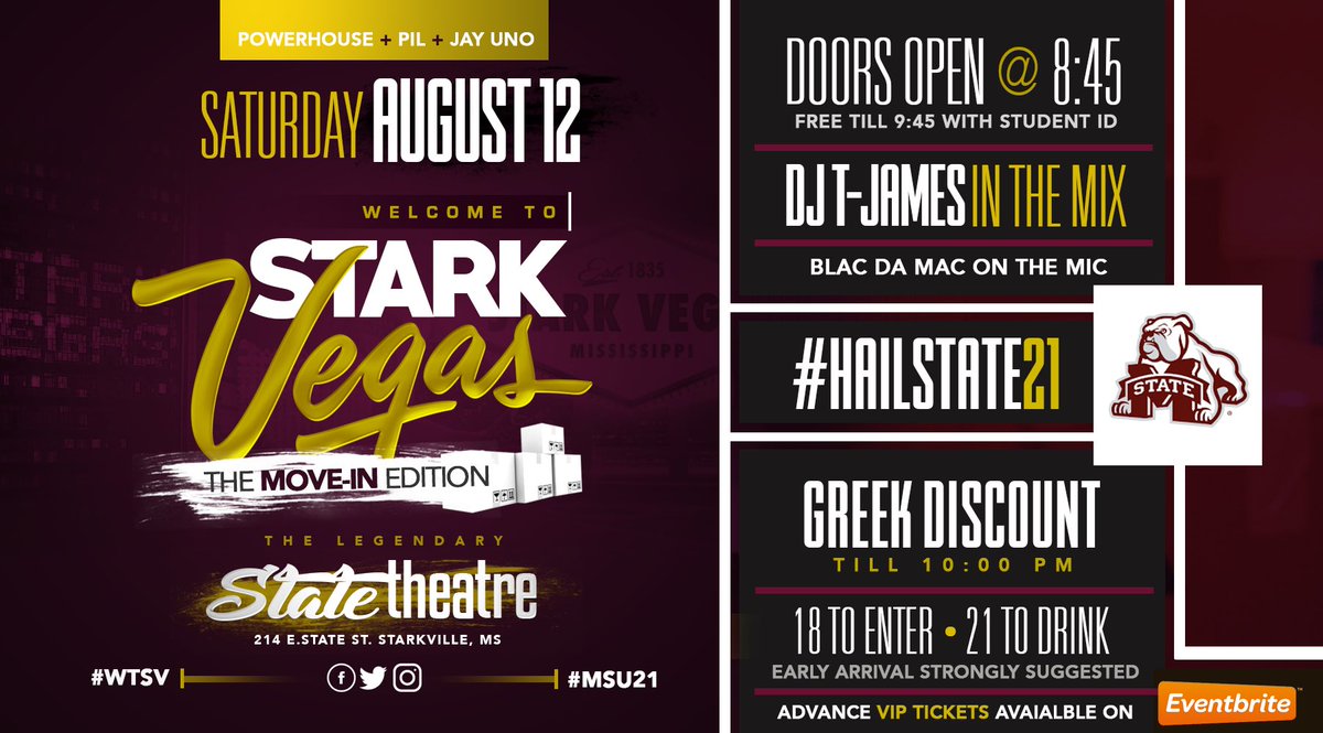 Non1of1's tweet photo. #WTSV π₯ Sat August 12 π OFFICIAL Move-In Party π Hosted by #MSU21 / #HailState21 π π£ @jay__uno @THEDESIGNGOD1 @djtjames601 @1N0NN0Nβ https://t.co/H04INMiUkP