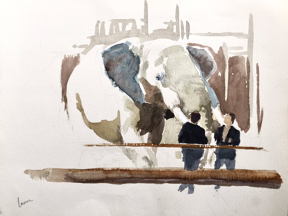 designomaly's tweet image. 1996 Watercolor painting of an #elephant at @Le_Museum in #paris