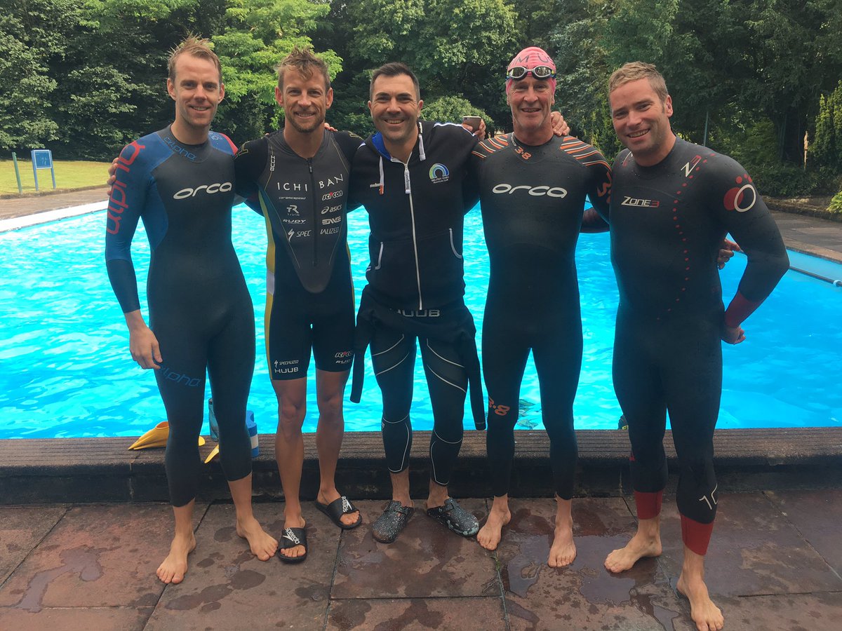 SwimmerRoss's tweet photo. Beautiful open air swim in #Matlock this morning with @JensonButton and a few of the Belper 10:20 guys! Well done Skip. @JBTrustTri https://t.co/hQrtoAogkY