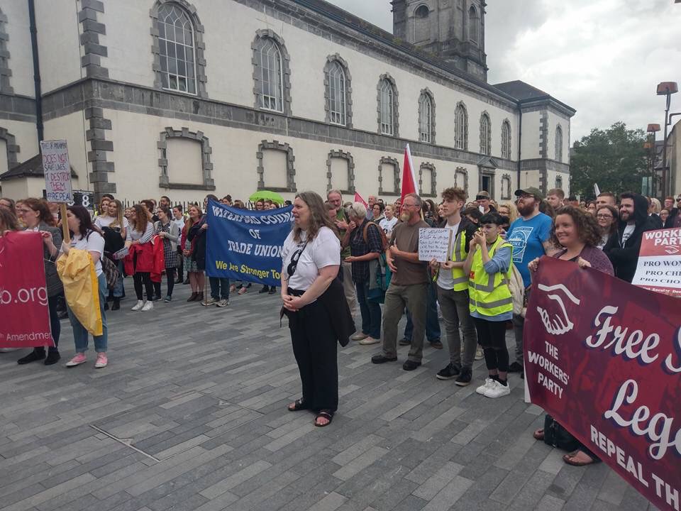 workersparty's tweet photo. Great turnout in Waterford today! #freesafelegal #repealthe8th https://t.co/rfKVu9b8v7