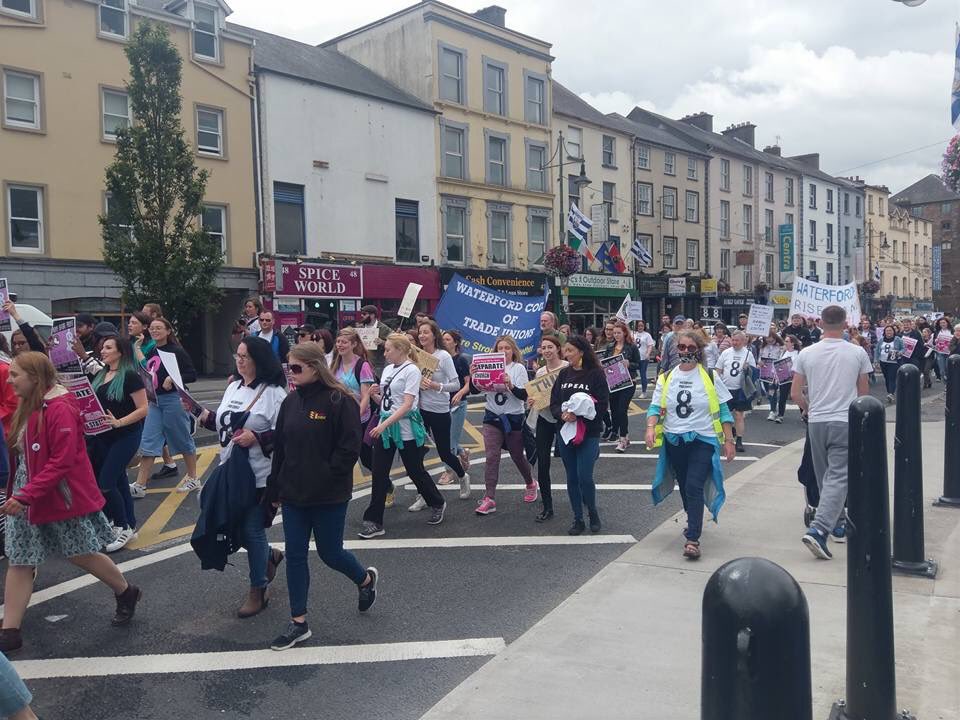 workersparty's tweet photo. Great turnout in Waterford today! #freesafelegal #repealthe8th https://t.co/rfKVu9b8v7