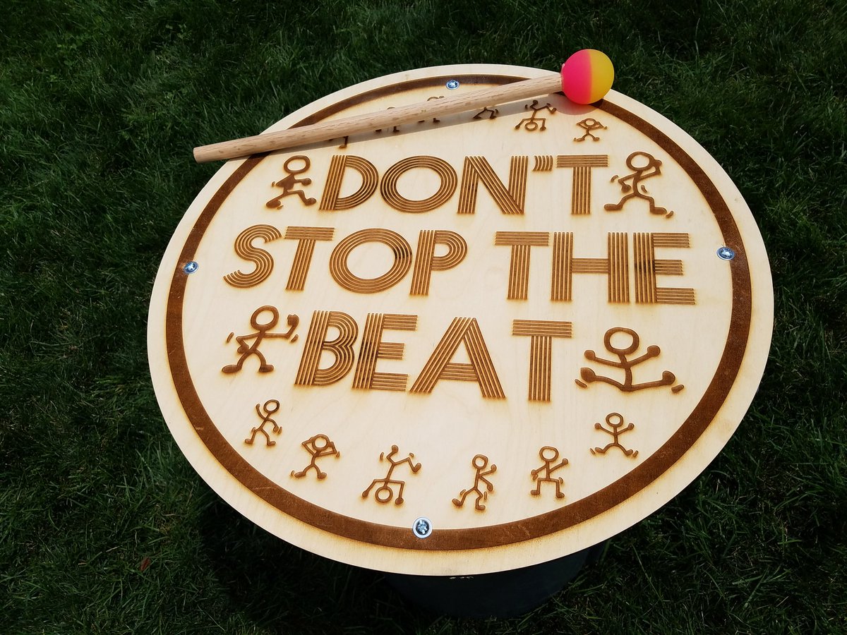DunneDesignTech's tweet photo. Don't Stop the Beat laser-cut drum by Trey and Daniella #FigmentBoston #AutodeskBoston #Greenway https://t.co/5mhQRKLu24