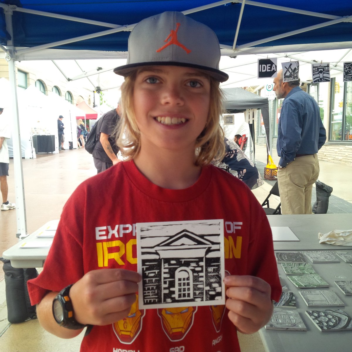 sharrononline's tweet photo. Come make a #Cbidge print at @CbridgeArtsFest don't let the rain stop you, we are having fun at Civic Sq. https://t.co/S4YX0HDG6W