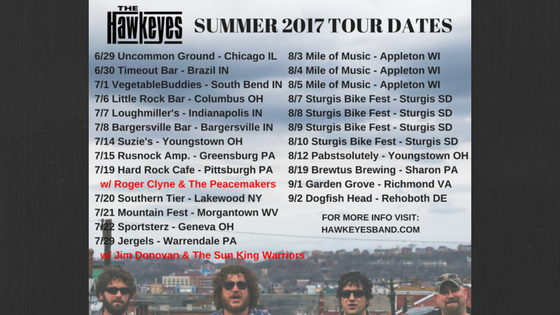 TheHawkeyes's tweet photo. BIG SUMMER 2017 ROLLS ON! Check out https://t.co/X0UbmbhWo6 for all details, merch, newsletter &amp; more! #hawkeyesband https://t.co/VQWIebKkyn
