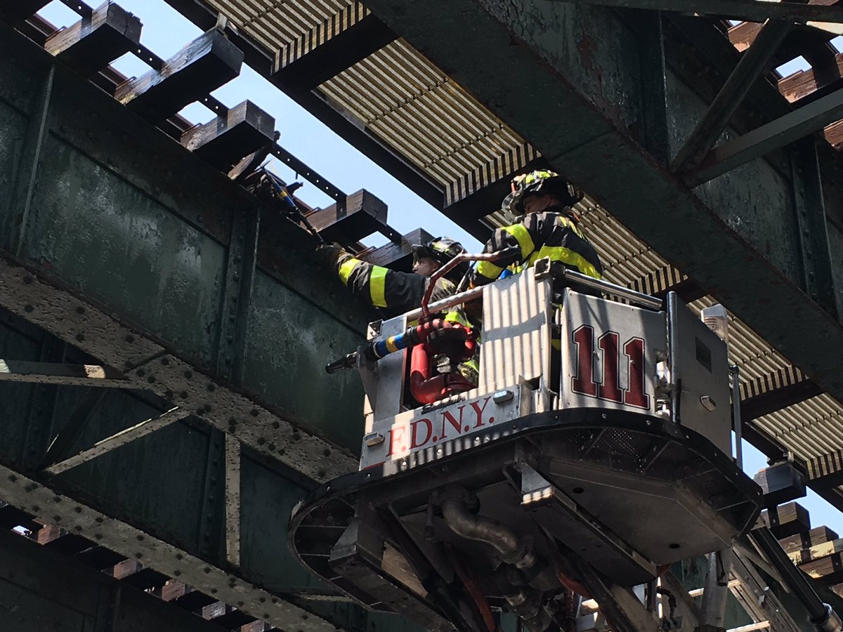 FDNY's tweet photo. #FDNY #Ladder111 on scene of a track fire at Broadway and Suydam St in BK. Fire has been placed under control https://t.co/31AinmBDlY