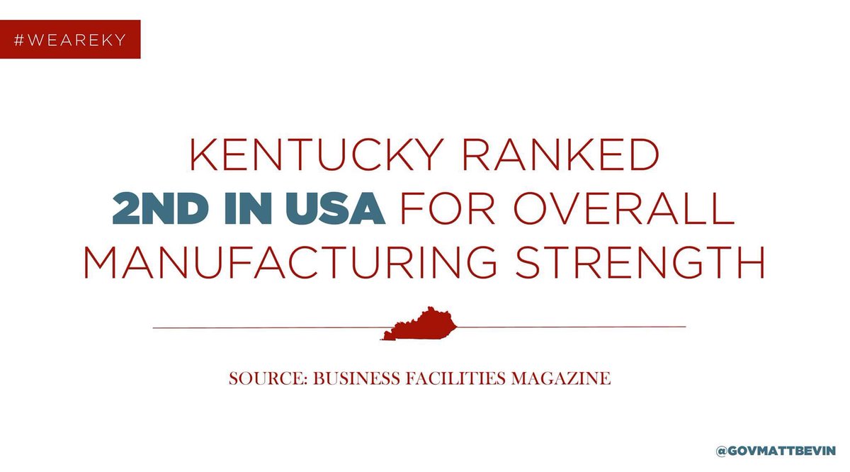 GovMattBevin's tweet photo. Kentucky will be the epicenter of excellence for engineering and manufacturing in America. #KYMakes https://t.co/zpyVJVdzuY