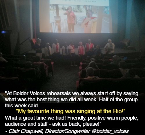 riocinema's tweet photo. Thanks @bolder_voices! Our audience were thoroughly entertained. Would love to have you back again :) #riocommunity #communitycinema https://t.co/gWkfyH8Ggk