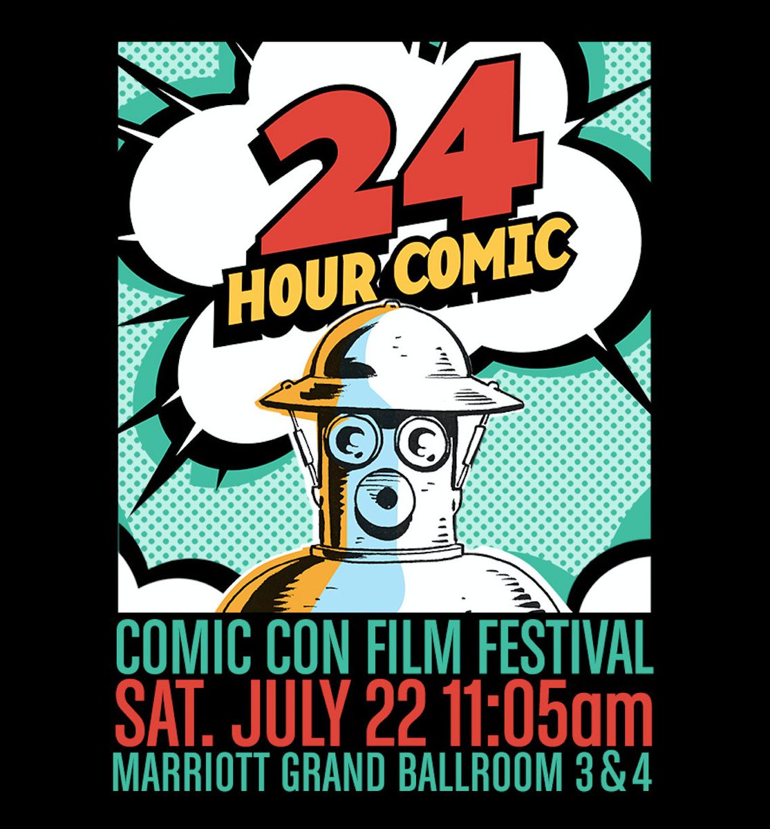 24hourcomic's tweet photo. Comic Con, we are HERE! The 24HC screening is today at the Marriott Grand Ballroom at 11:05pm! See details here - https://t.co/iu7rqzGaIr https://t.co/gAuo9q67B1