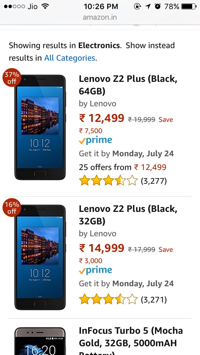 gaddardunia's tweet photo. Confused!!! 64GB cheaper than 32gb !! @amazonIN @Lenovo_in is something fishy?? With 64gb model?@geekyranjit @TechnicalGuruji #lenovoz2plus https://t.co/mWmWN2UKHD
