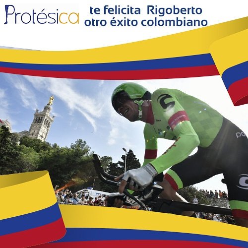 ProtesicaCol's tweet photo. Rigoberto  Urán superó al francés Romain Bardet en el contrarreloj de Marsella, alcanzando el segundo lugar en el Tour de Francia. https://t.co/BGgc0vVAIP