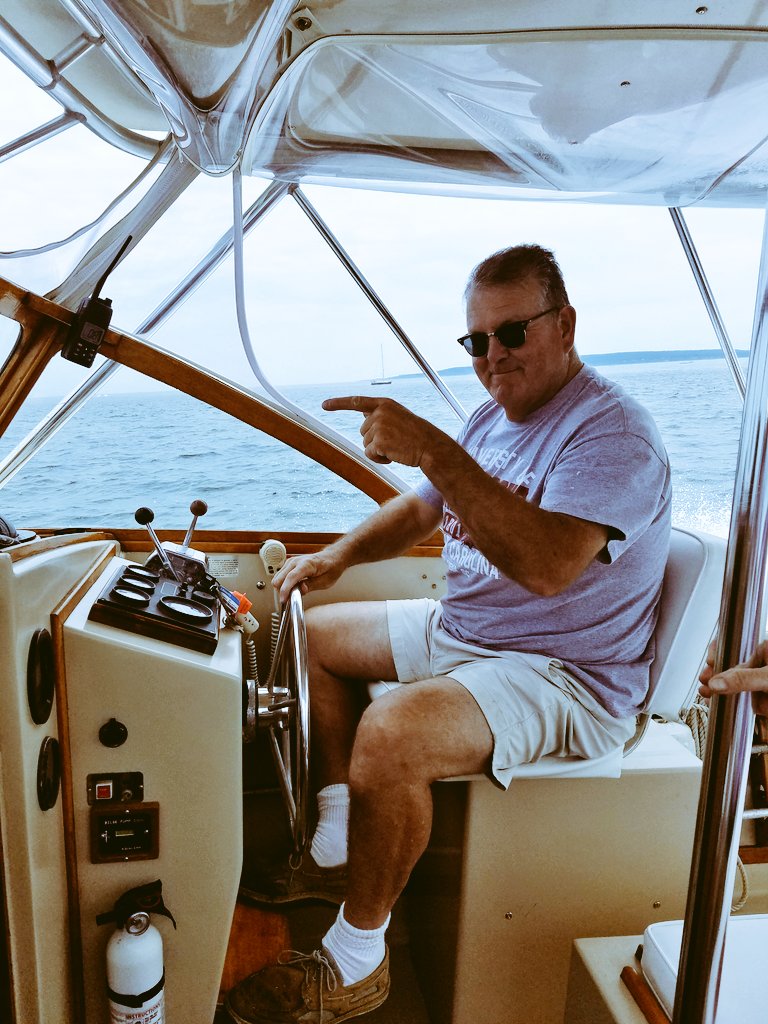 CLHMC1876's tweet photo. CLHMC COS PC Dan May captaining his boat in historic #Plymouth Harbor. https://t.co/HhNjpEZCSb