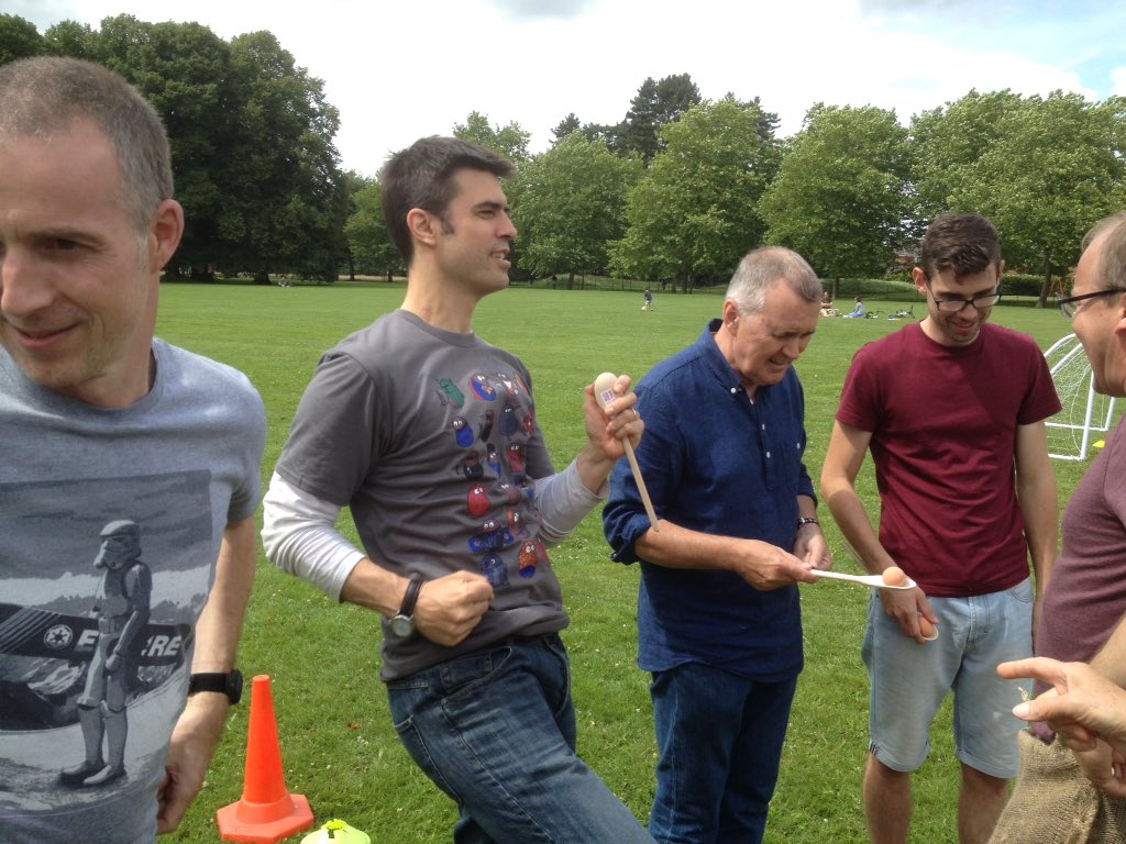 JoTBirks's tweet photo. Whilst @Marcus_Tutt limbers up Clive prays over his egg. Very serious competition. 😉@tobyskipper @kingsnorwich #BigDayOut #paulhatton https://t.co/eU12PrsFpj