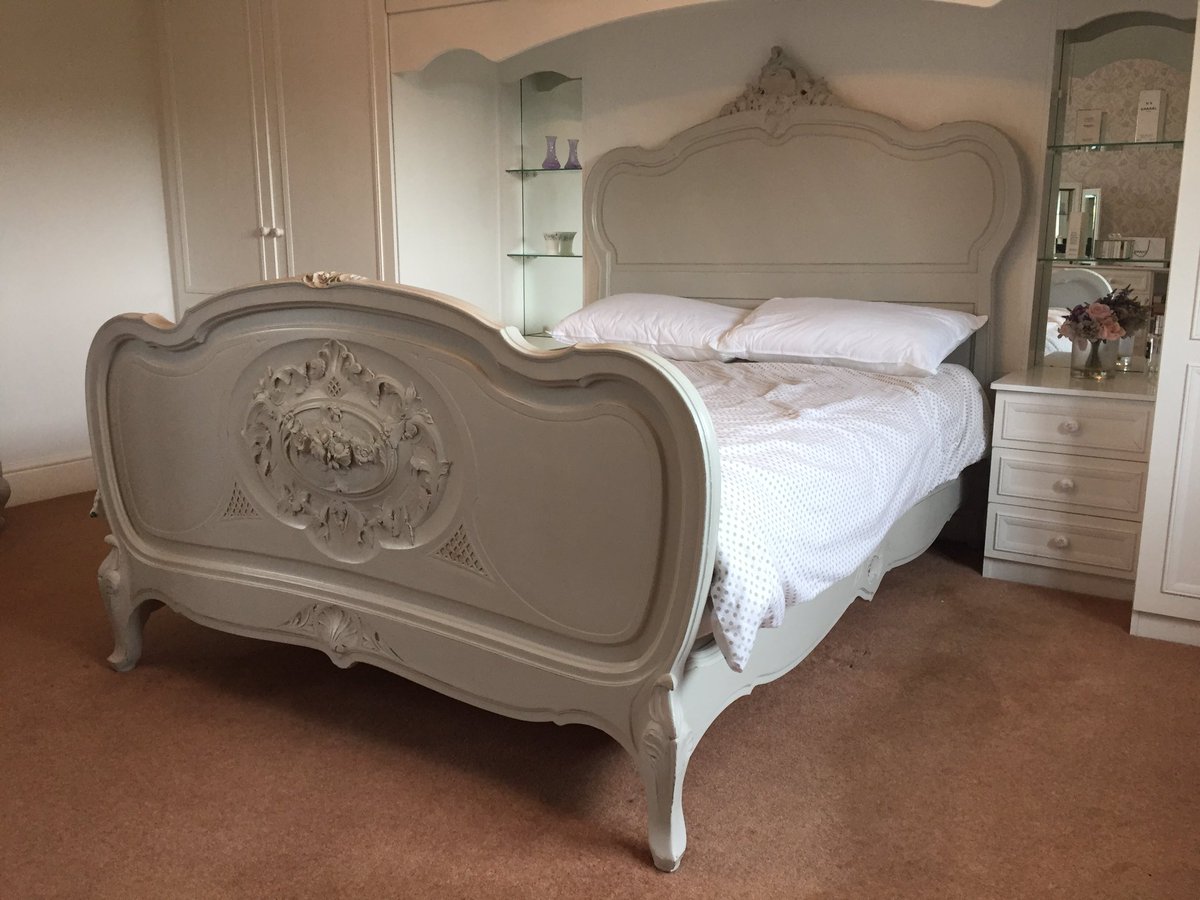 Official_DAP's tweet photo. Stunning antique rococo bed. Painted in @FarrowandBall pavilion grey. #frenchfurniture #farrowandball #antique #french #furniture #painted https://t.co/UGyYXnkncY