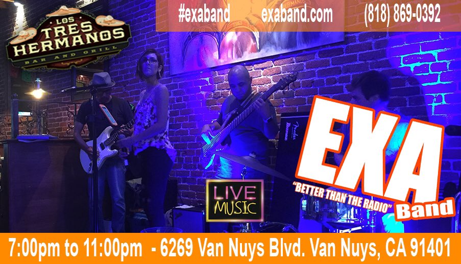 ExxaBand's tweet photo. Tonight #exaband #3hermanosvn #lostreshermanos #musica #grupomusical #losangeles #live #musicaenvivo #fiesta #shermanoaks #rockenespaรฑol https://t.co/Dc5yG70spY